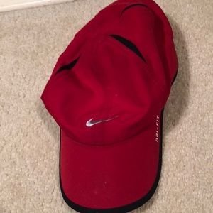 Red and black Nike hat
